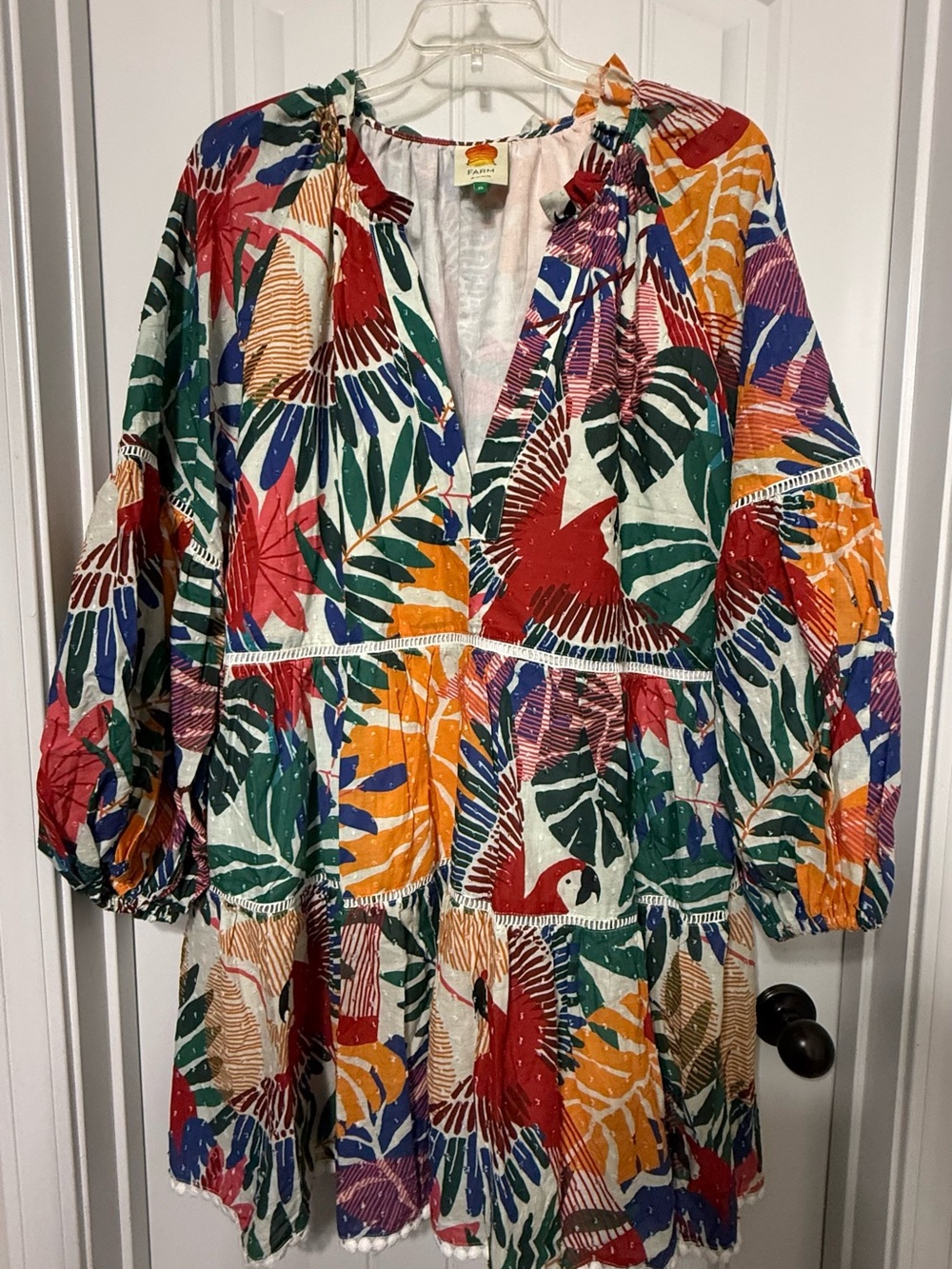 Farm Rio White Macaw Dress XL - Picture 2 of 8
